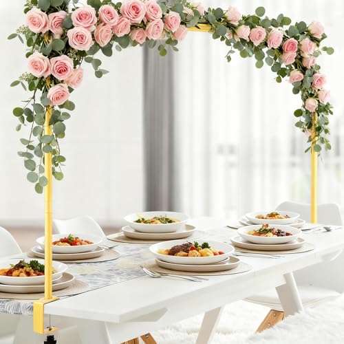 vomsocs Over The Table Rod Stand with Clamps Adjustable 32.7-98.4 Length 33.5-47.2 Height Table Stands for Decoration for Halloween Christmas Party Wedding Anniversary Decoration Gold