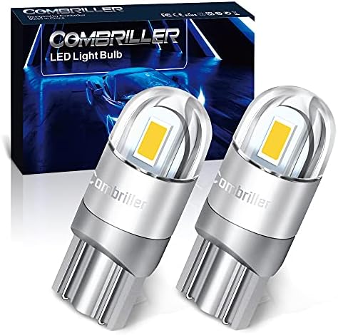Combriller 194 LED Bulb 6000K White, Error Free 194 168 LED Bulb T10 2825 w5w Led Interior Car Lights for Car License Plate Light Dash Lights Interior Dome Map Door Marker Courtesy Light, Pack of 2