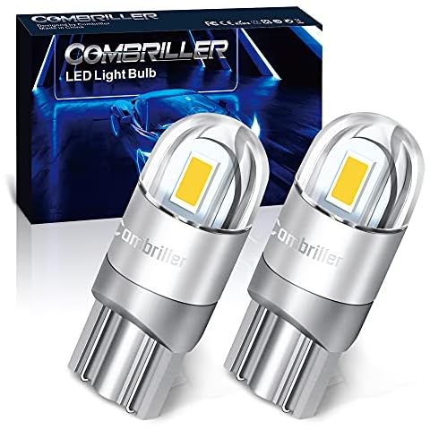Combriller 194 LED Bulb 6000K White, Error Free 194 168 LED Bulb T10 2825 w5w Led Interior Car Lights for Car License Plate Light Dash Lights Interior Dome Map Door Marker Courtesy Light, Pack of 2 Cover