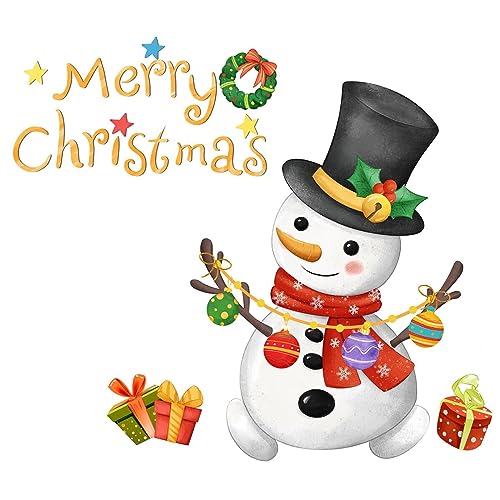 Merry Christmas Toilet Lid Decals - Snowman Toilet Seat Sticker, Self-Adhesive Wall Sticker for Toilet Bathroom Restroom