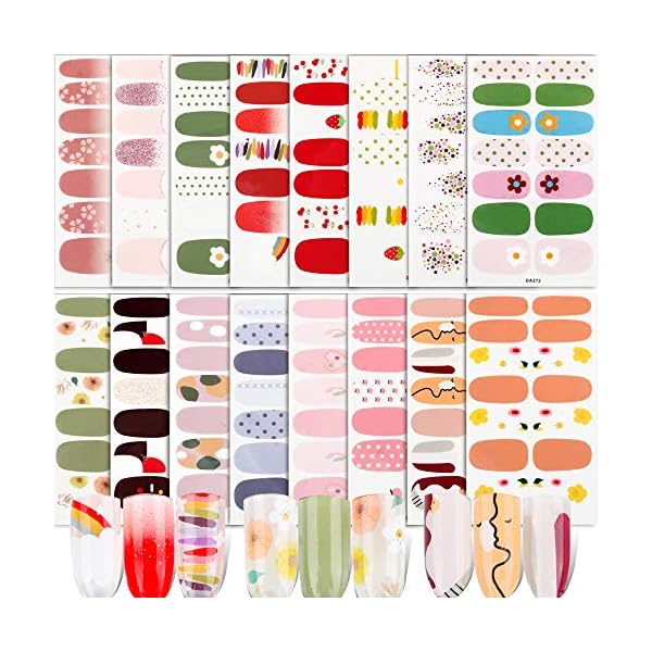 FLOFIA 16 Blatt Nagelsticker Selbstklebend Nagelfolie Nagelaufkleber Nagel Kunst Sticker Nail art Tattoos Nagel…