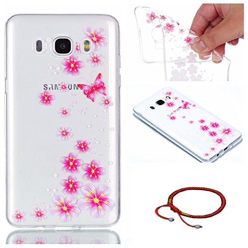 GOCDLJ Funda para Galaxy J5 2016 J510 TPU Silicona Transparent Samsung Galaxy J5 2016 J510 Carcasa Ultra Delgado Fino y Resistente a Caidas Case Teléfono Caso Cover Diseño Mariposas y Flores