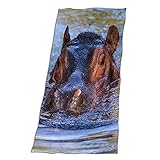 Swimming Hippo Swimming Hippo Beach Towel - Extra Large Microfiber Bath Towel Wrap Soft Bath Sheets Beach Towel for Men/Women,32'x64'