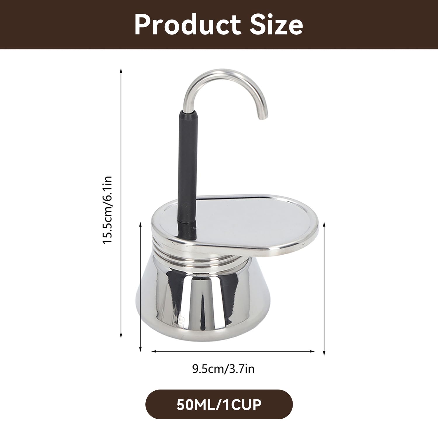 Tissting Cafetière Moka de 6,1 X 3,7 Pouces, Machine à Expresso à Bec Unique en Acier Inoxydable, Portable Moka Express en Acier Inoxydable, Mini Cafetière à Expresso Italienne Machine à Café