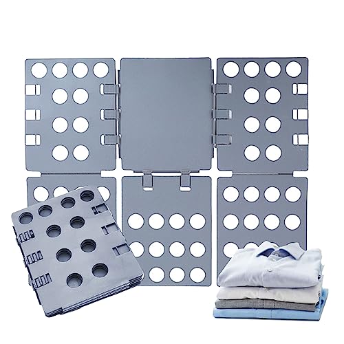 洋服たたみボード クイックプレス 折りたたみ 収納力アップ Tシャツ/Yシャツ/セーター/パンツ物 畳み器 衣類 収納力アップ 2個(グレー)