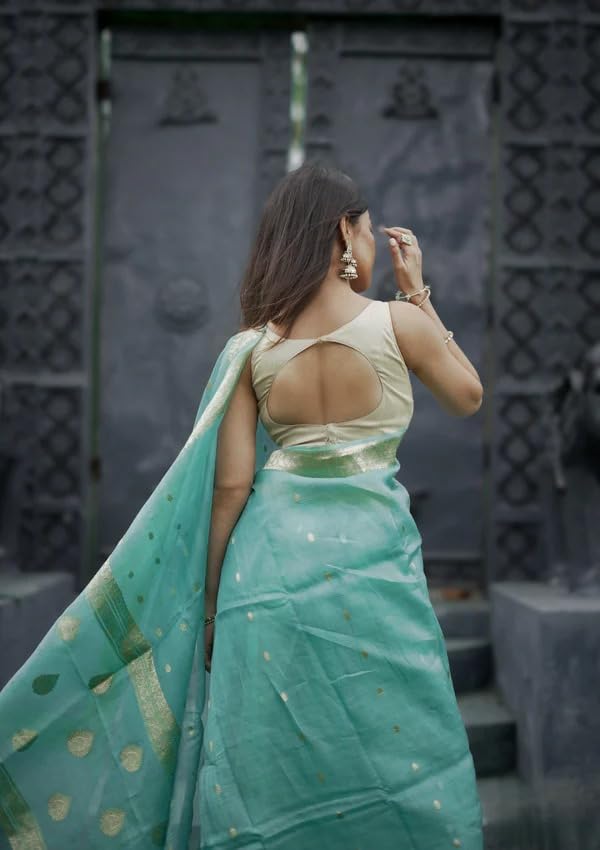 Image of Flosive Women's Cotton Saree With Blouse Piece