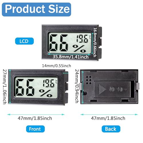 Mini Digital Thermometer Hygrometer, Large Number Indoor Temperature and Humidity Gauge Meter Monitor Celsius (℃) for Greenhouse, Garden, Cellar, Reptile Tank(6 Pack)