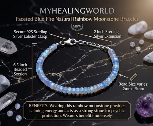 Image of Natural Gemstone Bead Bracelet for Women - Healing Crystal Reiki Bracelet, Handmade Spiritual Protection Jewelry, Energy Stone Stretch Bracelet Gift for Women & Girls