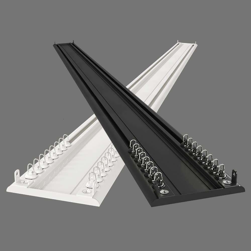 Glissière de Fenêtre Avec Crochets 1-4M, Double Rail Conjoint À Rideau Robuste, Rails En Aluminium, Silence, Blanc/Noir/White/2M/6.5Ft