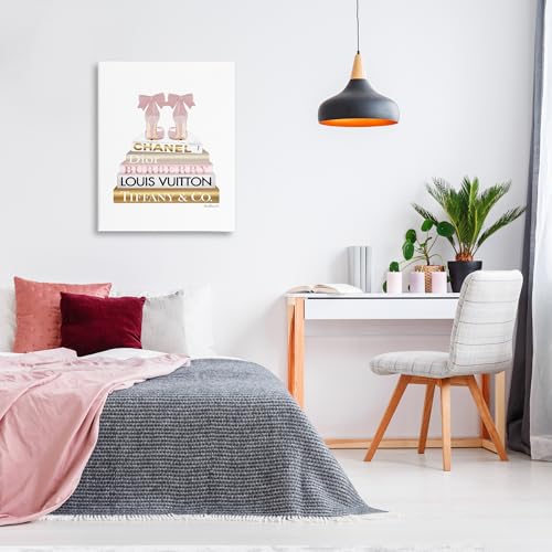 Stupell Industries Pink Gold Heels Bookstack, Designed By Amanda Greenwood, 30 x 40, Canvas Wall Art2