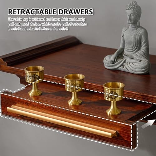 Étagère d'autel bouddhiste murale avec tablette rétractable pour statues - 7