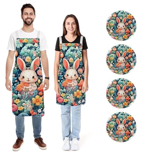 Tabliers de cuisine lapin mignon lot de 2 imperméables pour couple