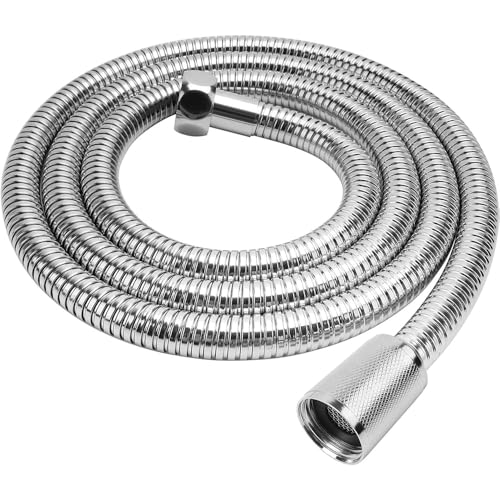 YOOZENA 1,5 m Edelstahl Flexibler Brauseschlauch Duschschlauch Duschschlauch, knickfestes Edelstahlrohr, Standard-G1/2-Kupferanschlüsse, Universalschlauch(Silber-1)