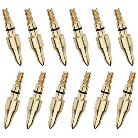 Huntingdoor 12/24 Stück Bogenschießen Pfeilspitzen 5/16'' Projektilspitzen Edelstahl Ziel Pfeil Tipps Jagdspitzen 100 Grains Broadheads Cover