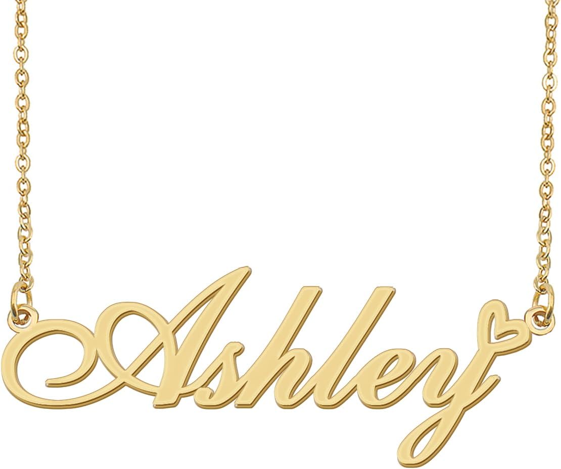 Aoloshow Personalized Heart Name Necklace Gold Custom Any Names Stainless Steel Jewelry for Womens Graduation