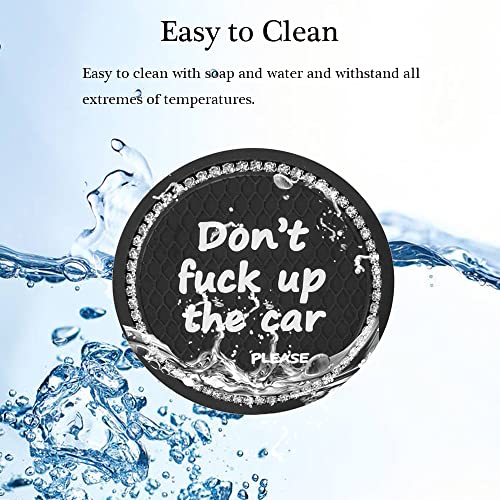 4 Pack Bling Car Coasters, 2.75 Inch Bling Diamond Soft Rubber Pad Set Round Auto Cup Holder Insert Drink Coaster Car Interior Accessories #TOP3