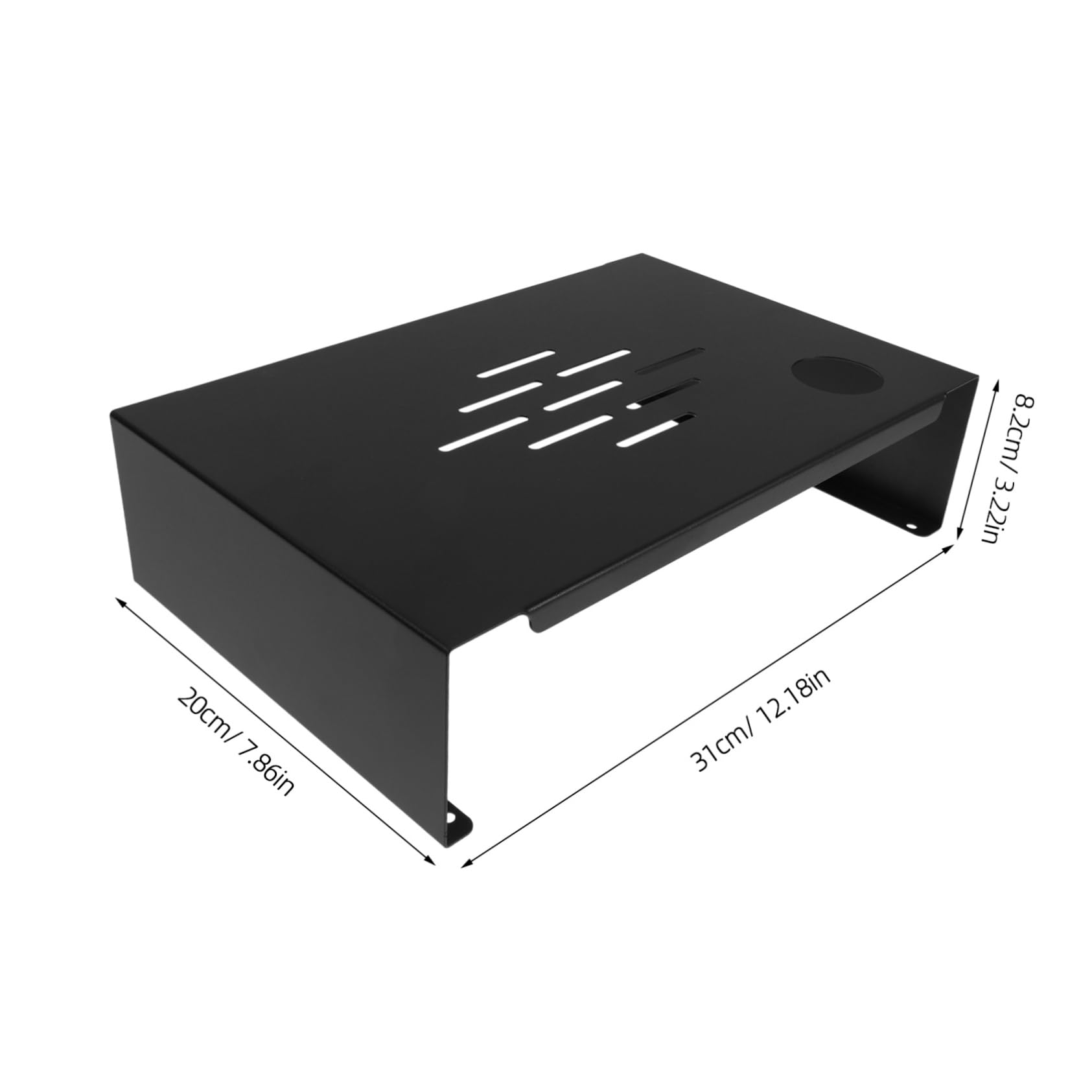 Alzatina per Monitor in Acciaio Nero, Supporto Ergonomico da Ufficio | Design Multifunzionale, Stile Minimal Moderno, per Postazione Desktop, Compatto e Ordinato