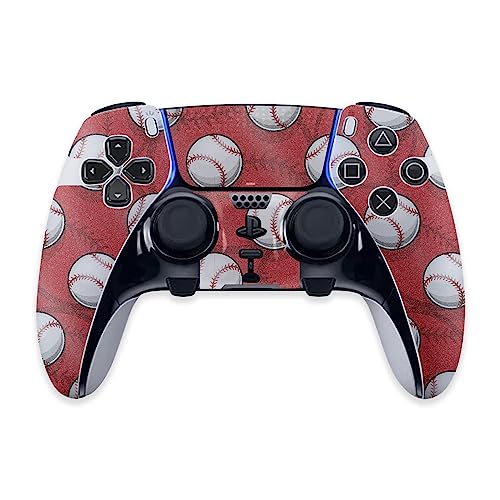 MightySkins Glossy Glitter Skin Compatible with PS5 DualSense Edge Controller - Tiled Baseball | Protective, Durable High-Gloss Glitter Finish | Easy to Apply & Change Styles | Made in The USA