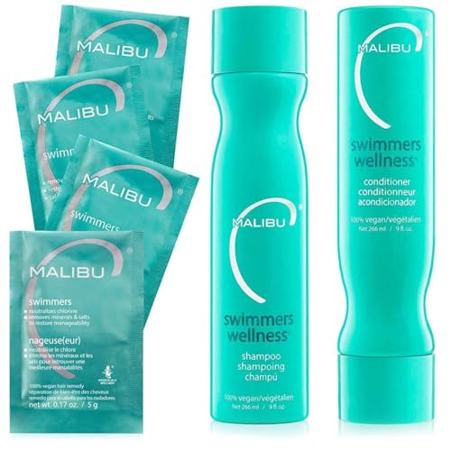 Malibu C Swimmers Wellness Shampoo and Conditioner + Hair Mask Summer Essentials Kit - Adults & Kids...