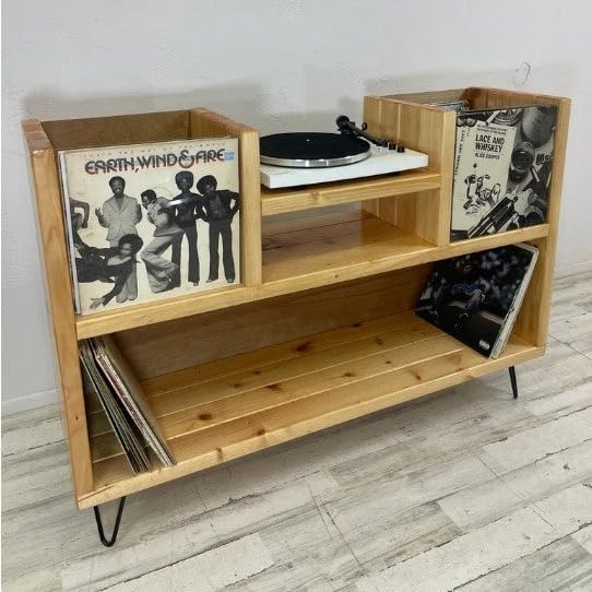 Amazon.com: Showcase Record Player Stand and Vinyl Record Storage ...