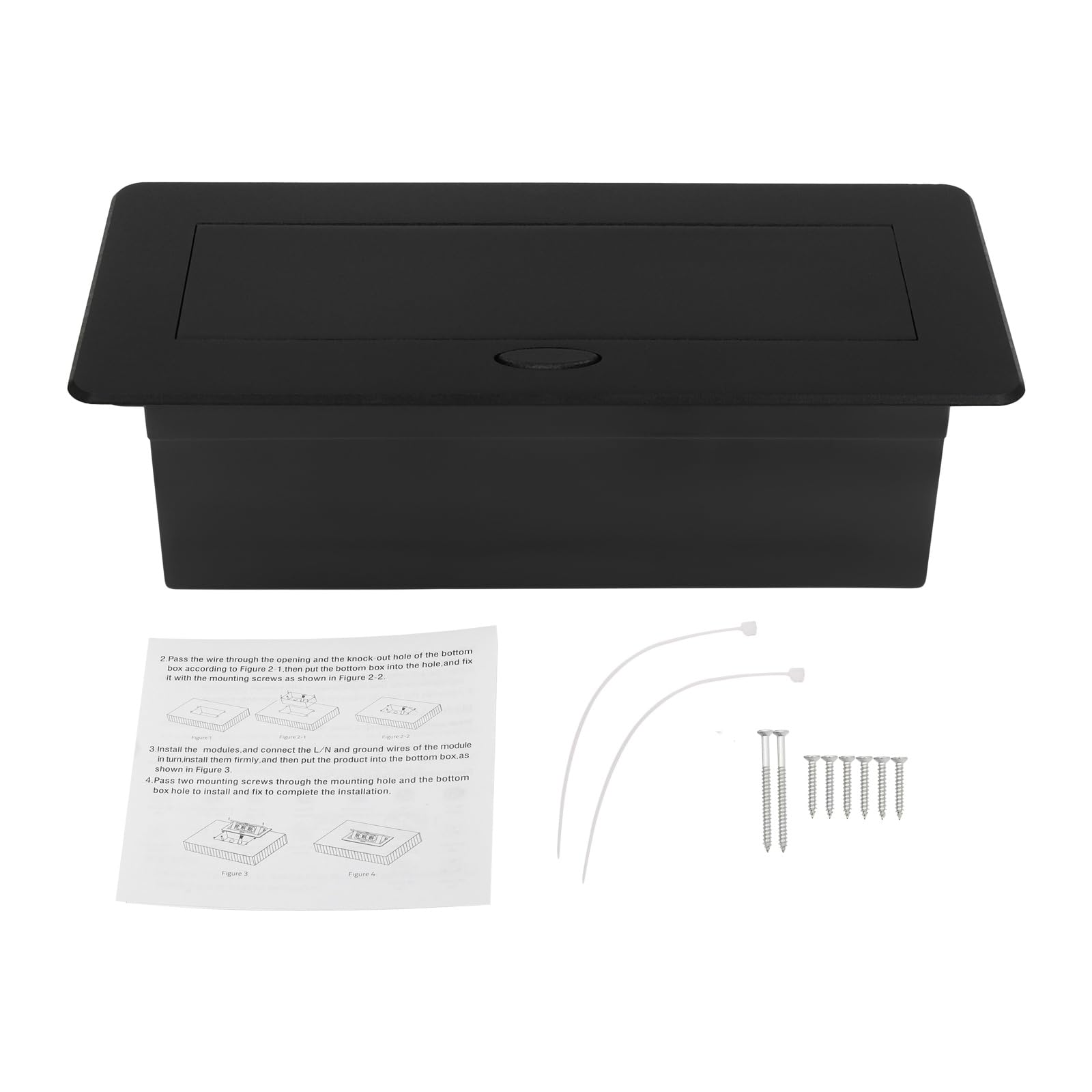 Enchufe empotrable retráctil con 2 puertos USB negro sin cable | Socket Pop Up de mesa, 2 USB y 2 euros, enchufe estándar para encimera