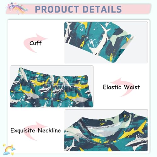 ALAZA Shark Starfish Palm Tree 2 Piece Pajama Set Long Sleeve Top and Pants Sleepwear Unisex4