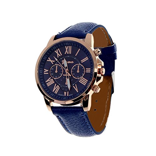 Preisvergleich Produktbild Fortan 2016 Frauen Kunstleder analoge Quarz-Armbanduhr-Dunkelblau