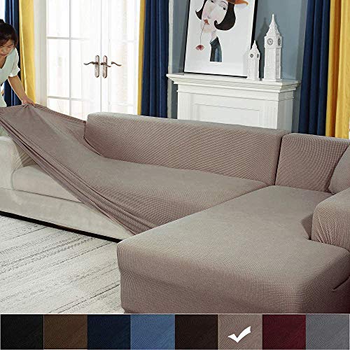 Youjoy Funda de Sofá Elástica - Funda para Sofá Chaise Longue en Forma de L Necesita Comprar 2 Piezas (1/2/3/4 Plazas)
