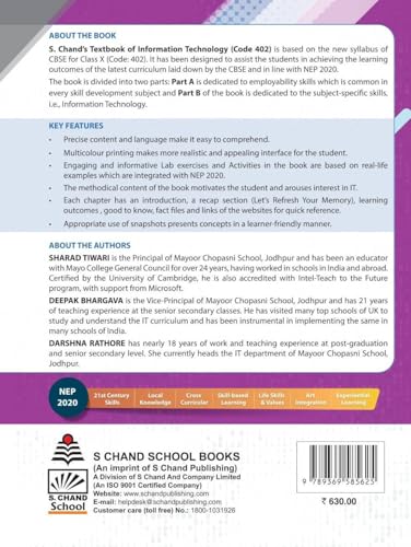 Image of S. Chand's Textbook of Information Technology (Code 402) for Class 10 (X) - As Per Syllabus Based on CBSE | IT Skills, Employability Skills and Skill Development | Communication and Entrepreneurial Skills - S Chand School Education