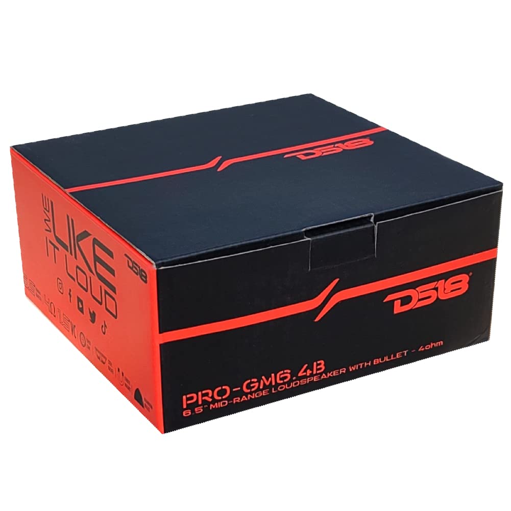 1 MIDRANGE Compatible con DS18 Pro-GM6.4B Altavoz de 16,5 cm 165 mm 6,5" de diámetro 140 Watt rms y 480 Watt MAX 4 Ohm sensibilidad 95 db + Sticker Gratis, 1 Pieza