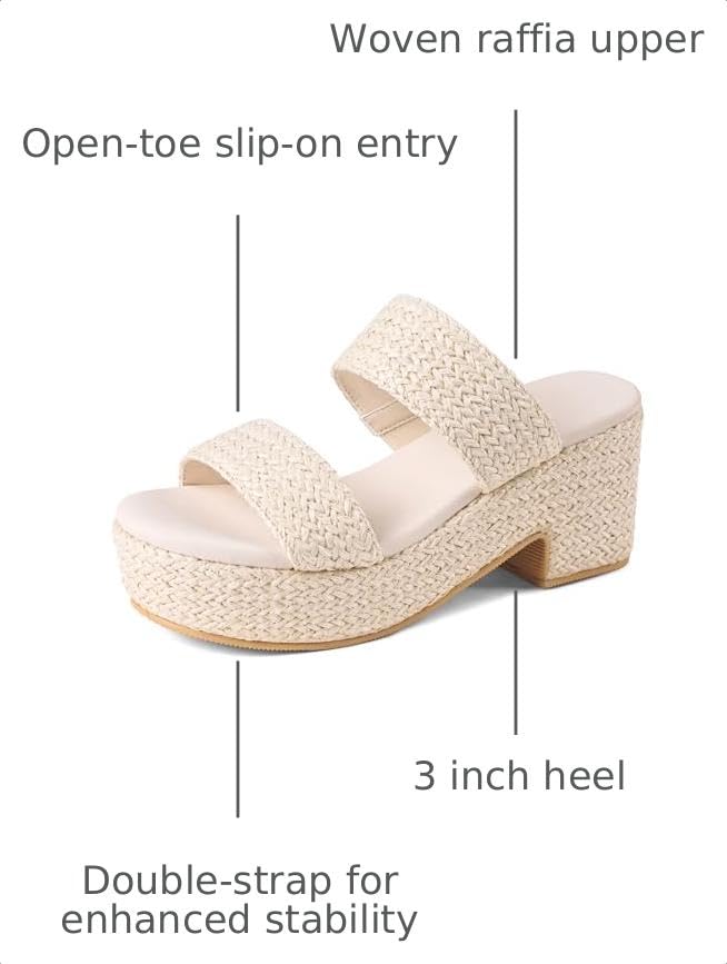 Image of Women's Espadrilles Platform Sandals Wedges Slides Sandals Open Toe Fashion Summer Outdoor Beach Sandals