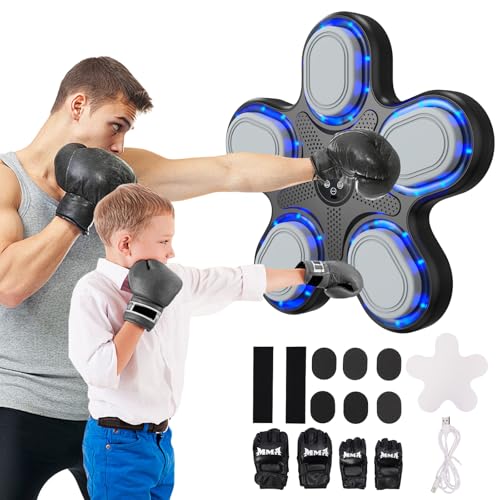 Music Boxing Machine for Kids,Wall Mounted Smart Bluetooth Boxing Training Equipment with Gloves,Workout Punching Machine for Home,Ideas Toys for Kids 3-12+ Years Old