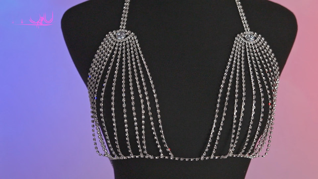 Catena Del Corpo Cristallo Argento - Accessorio Sexy Per Bikini E Discoteca - Foto 5