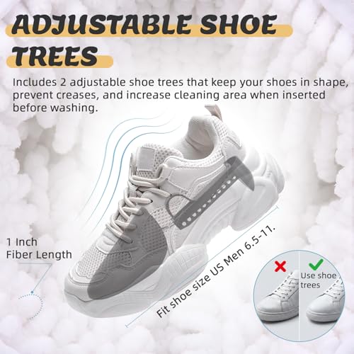 EXYGLO Shoe Washing Machine Bag, Dual Compartment Design Shoe Laundry Bags with Lockable Zipper & Adjustable Shoe Trees, 360° Fluffy Fibers Cleaning, Reusable Bag for Most Shoe Sizes - image 5