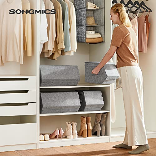 SONGMICS-Storage-Bins-with-Lids-Set-of-4-Dorm-Storage-Bins-Collapsible-Storage-Cubes-with-Magnetic-Closures-a-Semi-Open-Front-Lid-Can-Stay-Open-after-Stacked-up-Gray-URLB22GY