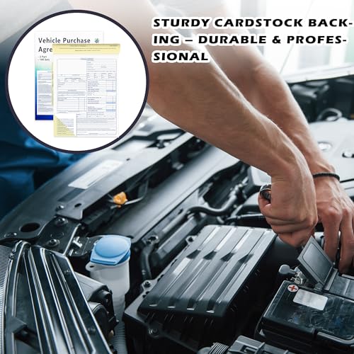 Vehicle Purchase Agreement Forms 2 Part Carbonless Copy Book 8.5 x 11 Inches 100 Sets Auto Dealer Dealership Car Bill of Sale 1 Pcs