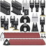 PECHAM 128Pcs Multi Tool Blades Kits, Titanium Saw Blades & Sanding Pads, Universal Wood Metal Plastic Cutting, Fit Most Oscillating Tools