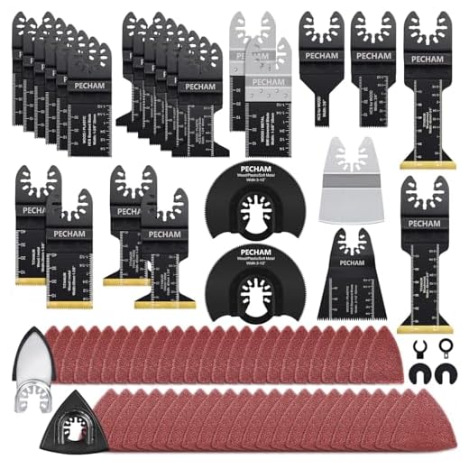 PECHAM 128 Stück Multitool Sägeblätter, Titanium Oszillierwerkzeug Zubehör inklusive Schleifpads, universell für Holz, Metall und Kunststoff, passend zu den meisten Oszillierwerkzeugen