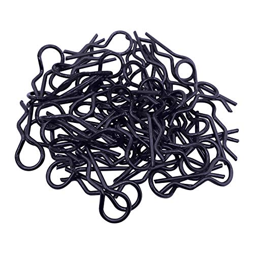50 Pack Treehobby Universal Bent Springy R Pins RC Car Body Shell Clips Compatible with 1/10 RC Car Truck Buggy Crawler Short Course Replacement Spare Part (Black)