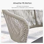 PURPLE LEAF Outdoor Barhocker Set Rattan Grau
