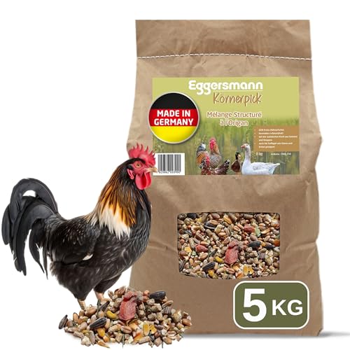 Eggersmann Körnerpick 5kg Nourriture Poule - Structure Graines Poules Origan - Aliments pour Volailles Basic - Premium Graine pour Poules, oies et Canards