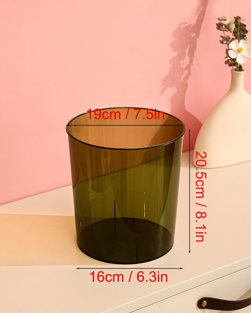 bathroom trash can small trash can plastic wastebasket for bedroom office kitchen dorm room dark green m medium dark green
