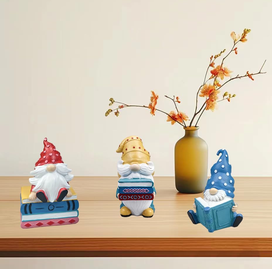 Figuras de gnomo de resina set 3 piezas decoración interior miniatura 5