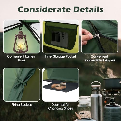 Carpa para camping Tangkula 2 personas portátil con cubierta impermeable miniatura 4