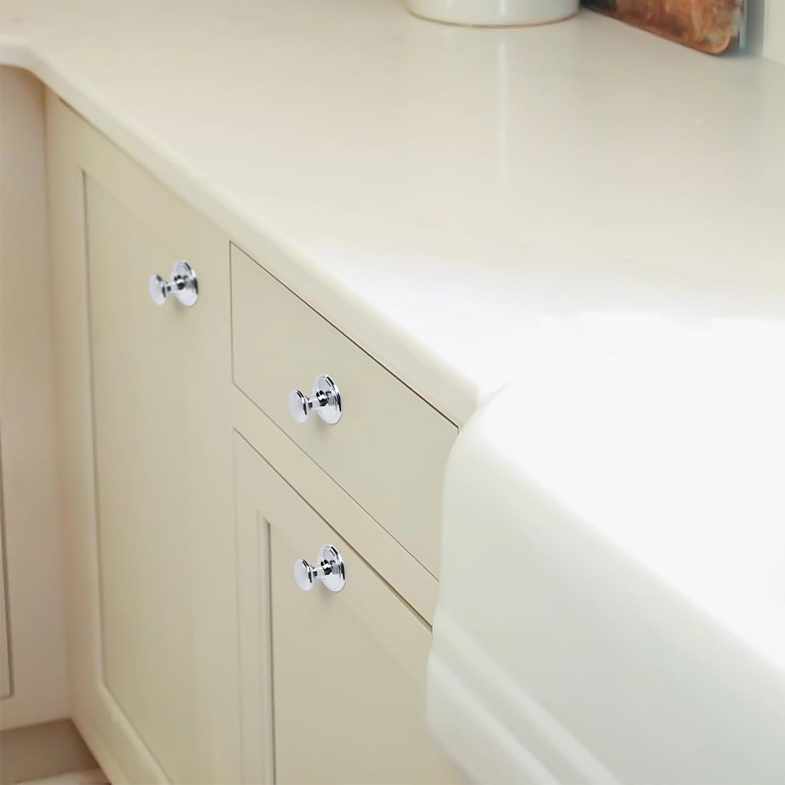 YAGU 10 Pack Polished Chrome Kitchen Cabinet Knobs 1.6 Inch Big Base Solid Dresser Drawer Knob Polished Nickel Modern Hardware Bright Silver Pulls for Closet Cupboard Wardrobe