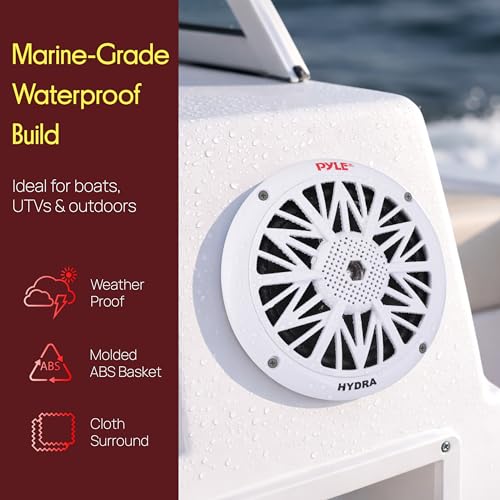 Image of Pyle 5.25 Inch Dual Marine Speakers - 2 Way Waterproof and Weather Resistant Outdoor Audio Stereo Sound System with 150 Watt Power, Poly Carbon Cone, Cloth Surround and Low Profile Design - 1 Pair