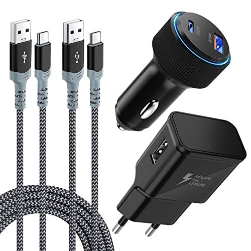 43W Cargador Coche Carga Rapida USB C con 15W Cargador Rápido Samsung, PD3.0&QC 3.0 Adaptador Mechero Coche con 2 Pack Cable USB Tipo C para Samsung Galaxy, Xiaomi, Redmi, Huawei, LG, Moto, Phone Cover
