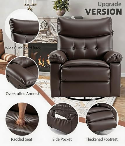 Image of GarveeHome Oversized Recliner Chair - PU Leather Manual Recliner for Adults, Lazy Chair with 1.5X Sponge Comfort Arm and Back for Living Room, Bedroom
