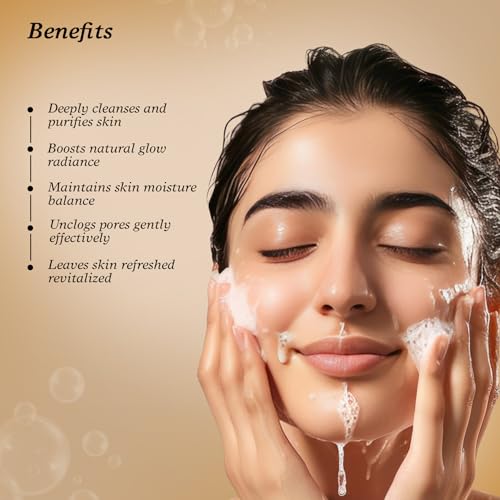 Image of Vaarnika Brown Rice Face Wash with Chamomile, Neem & Mulethi | Deep Cleansing Face Wash for Radiant Skin & Unclogged Pores | Hydrating, Paraben-Free Face Cleanser | All Skin Types, 50ml