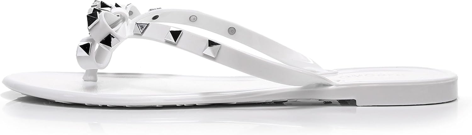 Studded Jelly Shoes for Womens Bow Flip Flops Jellies Sandals Flat Black... - Picture 81 of 174